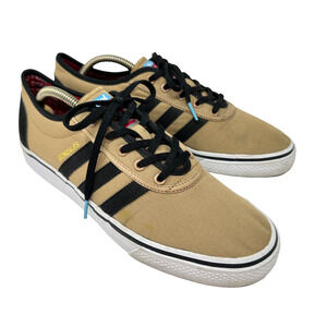Adidas Gonzales Skate Shoes Mens 10 Tan Black Canvas Low Top Skateboard Sneaker